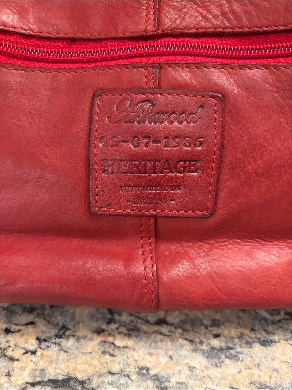Ashwood Heritage Genuine Leather Red Woven Shoulder Bag Purse